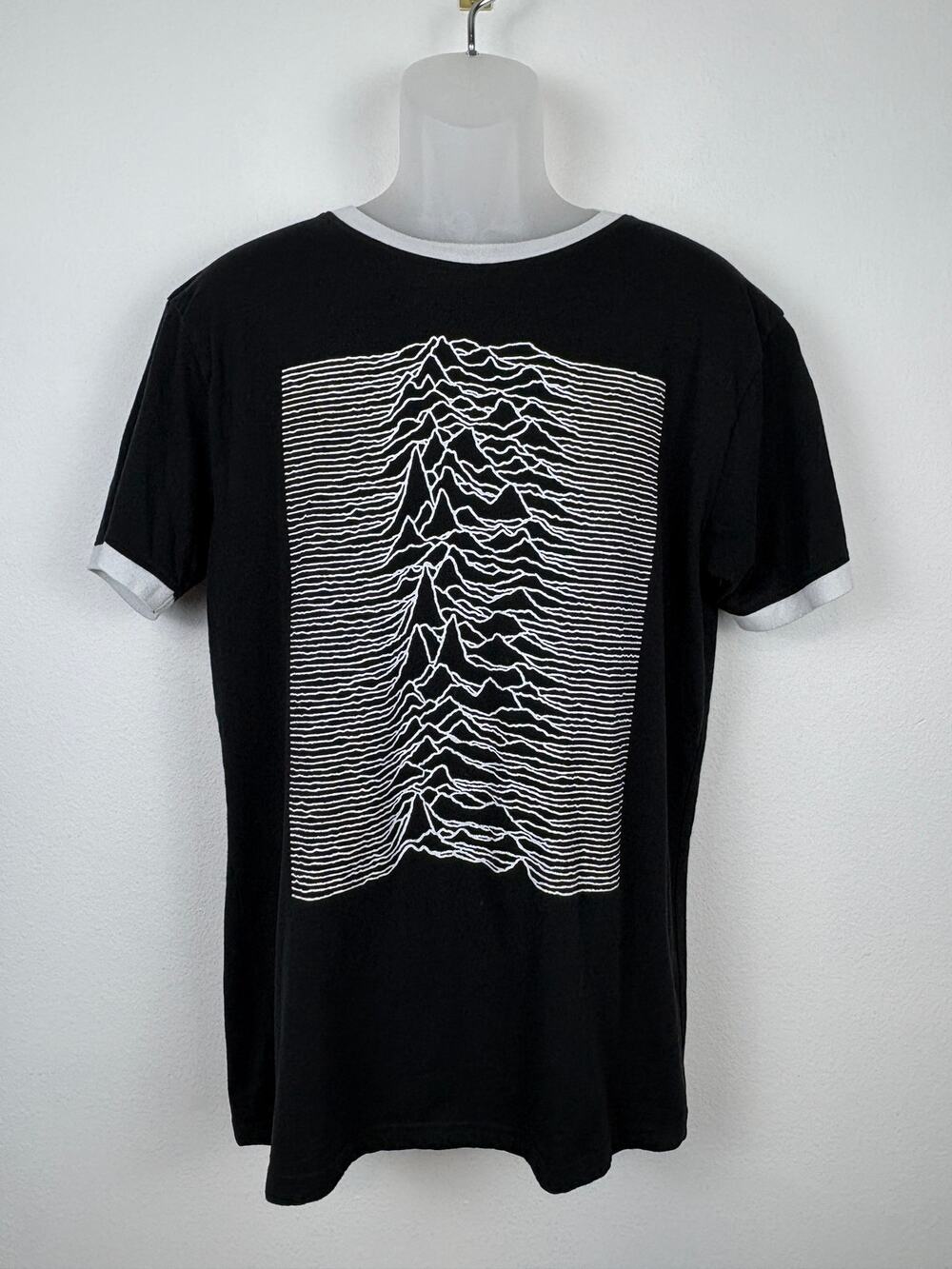 JOY DIVISION Unknown Pleasures Ringer 2023 Band Tee T-Shirt Black White Size L